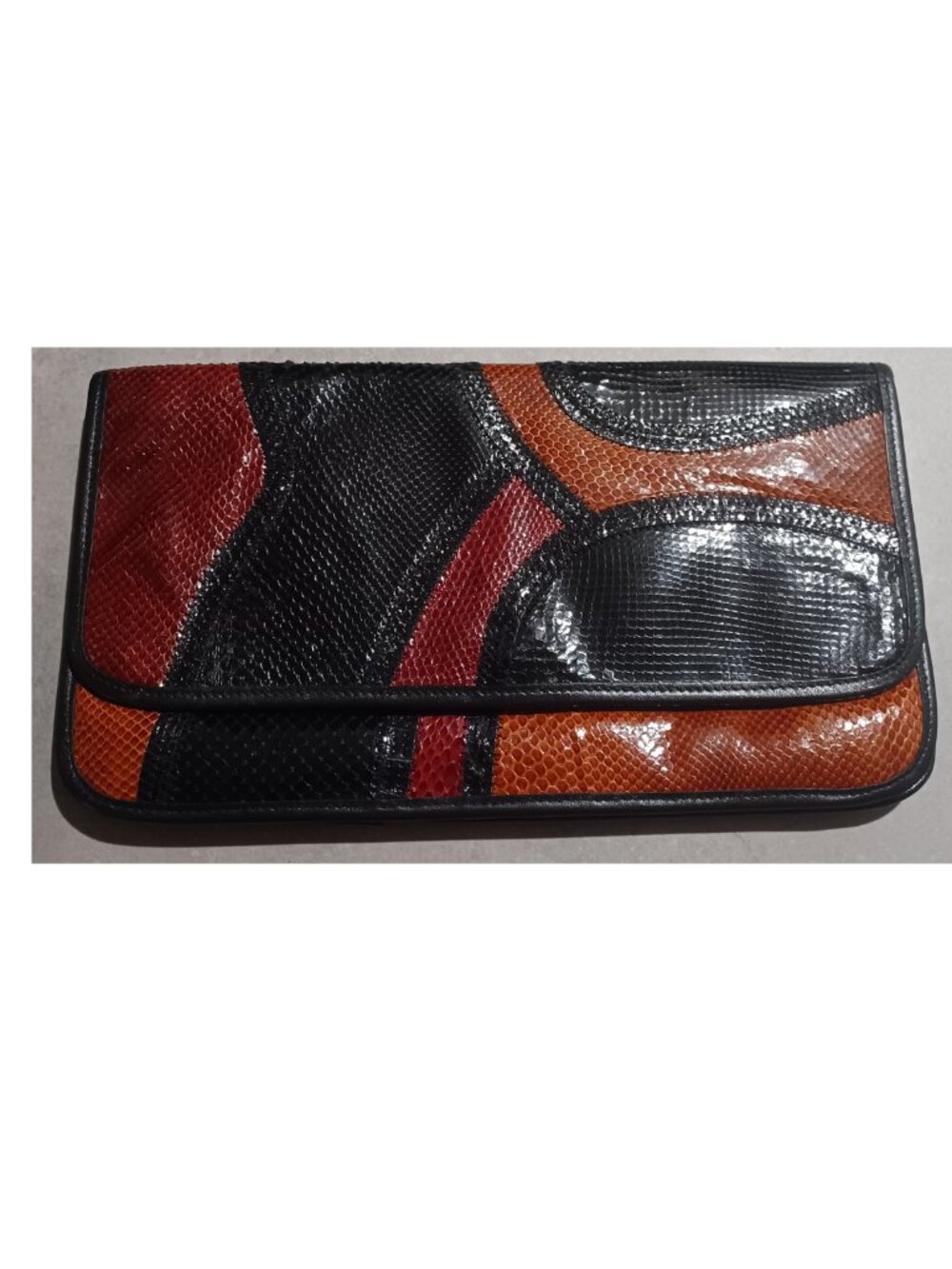 Vintage Saks Fifth Ave Cuero De Vaca Argentina Patchwork Leather Clutch #1324
